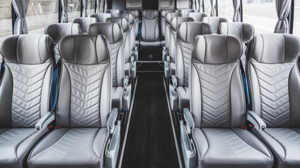 56 passenger charter bus interior view