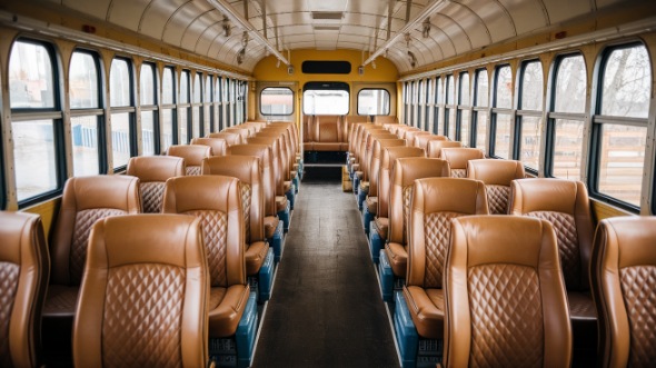 school bus rental interior athens